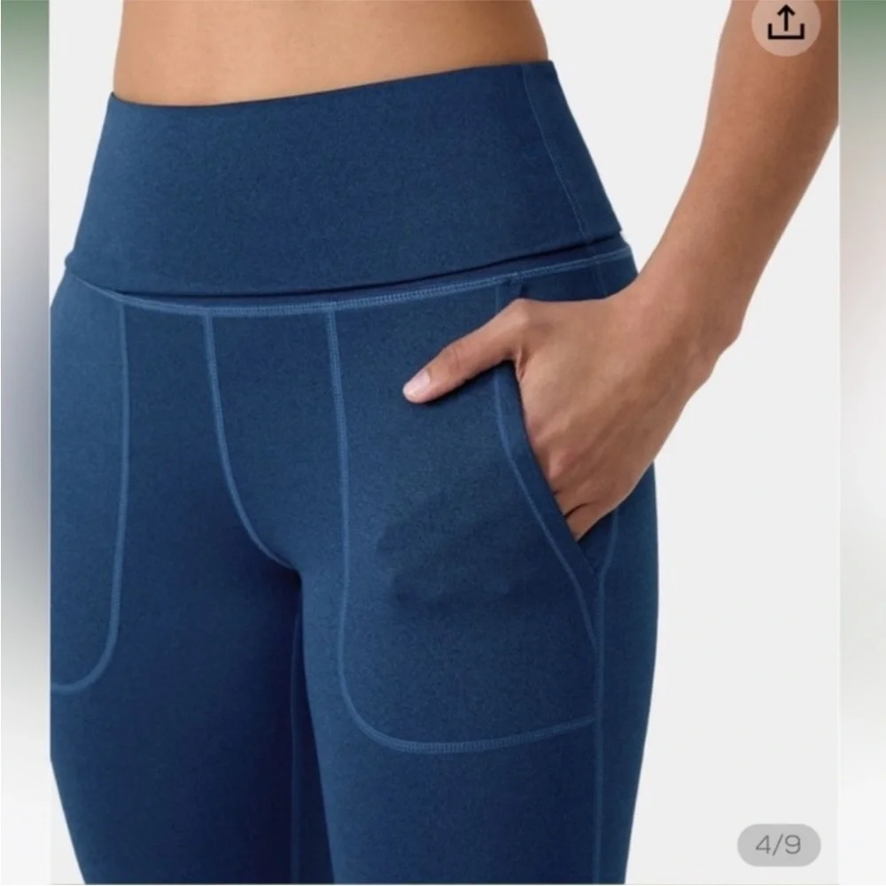 Halara Blue Super High Waistband Foldover Pocket Full Length Flare Leggings XS